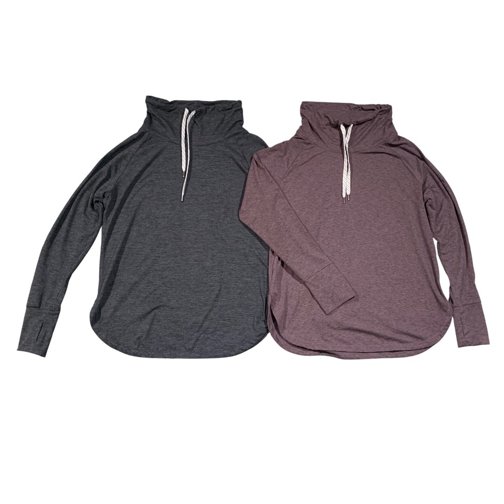 Member's Mark Funnel Neck Pullover Women Medium Lot of 2 Heathered Athleisure
